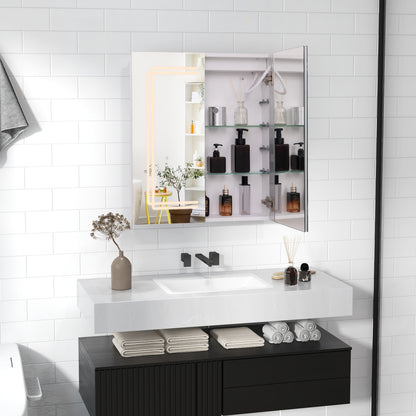 2 Doors Bathroom Mirror Medicine Wall Cabinet with Lights, White Wall Cabinets at Gallery Canada