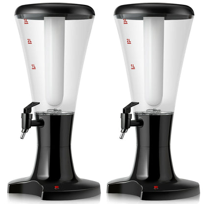 Set of 2 3L Draft Beer Tower Dispenser with LED Lights, Black Water Dispensers at Gallery Canada