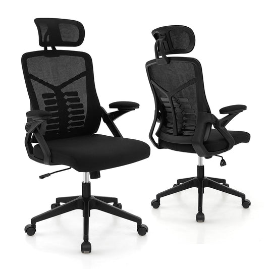 Ergonomic Mesh Office Chair with Lumbar Support and Rocking Function, Black - Gallery Canada