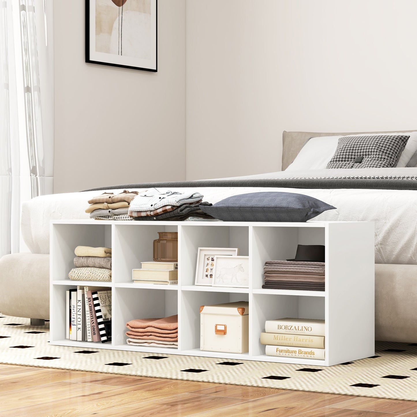 8 Cubbies Shoe Organizer with 500 LBS Weight Capacity, White Shoe Racks & Storage Benches at Gallery Canada