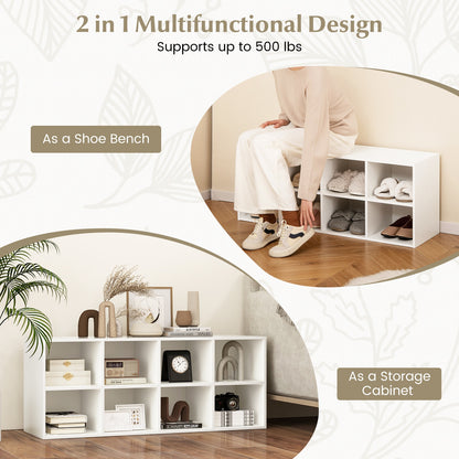 8 Cubbies Shoe Organizer with 500 LBS Weight Capacity, White Shoe Racks & Storage Benches at Gallery Canada