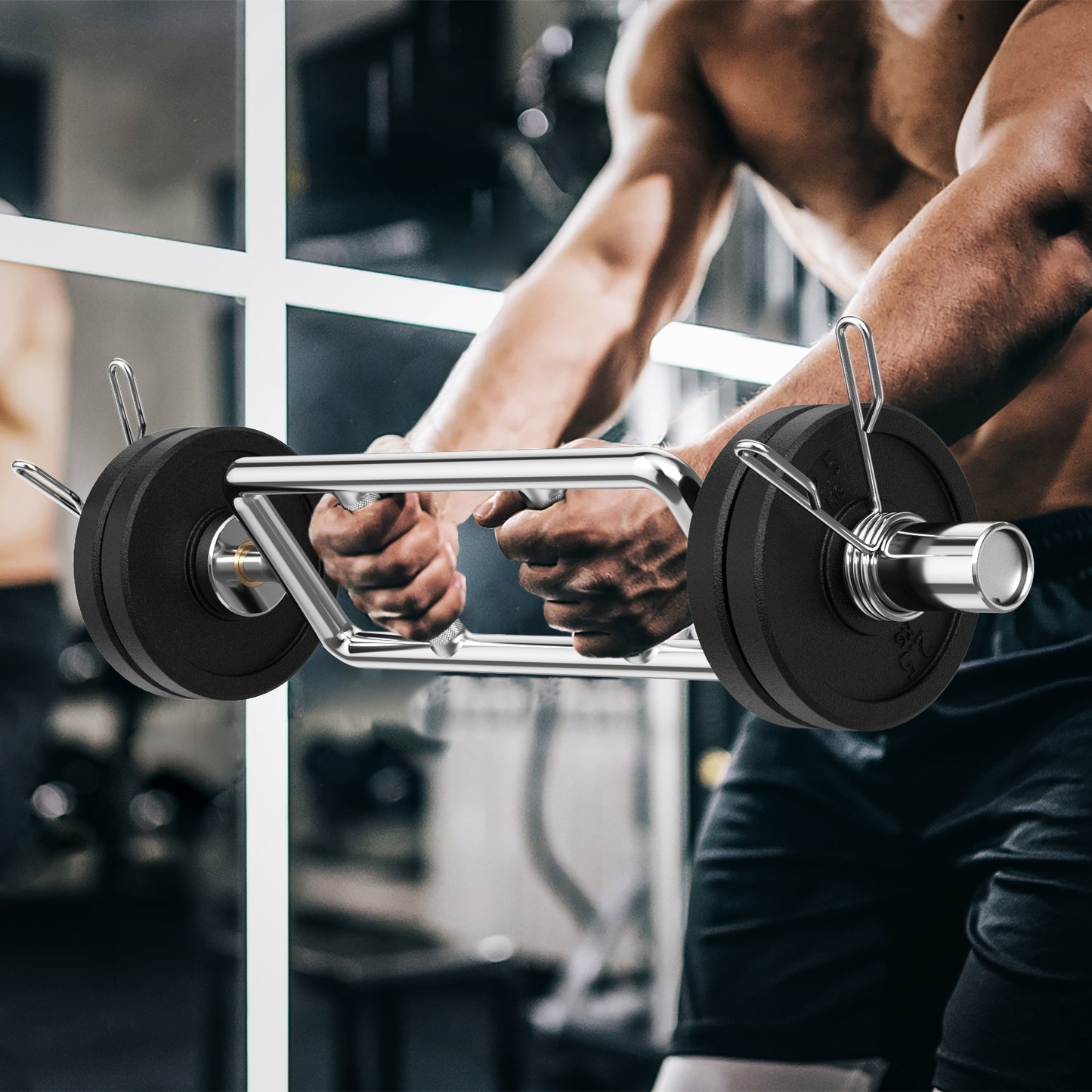 700 LBS Olympic Triceps Bar with Knurled Handles for Squats Deadlifts Shrugs, Silver Weights Accessories at Gallery Canada