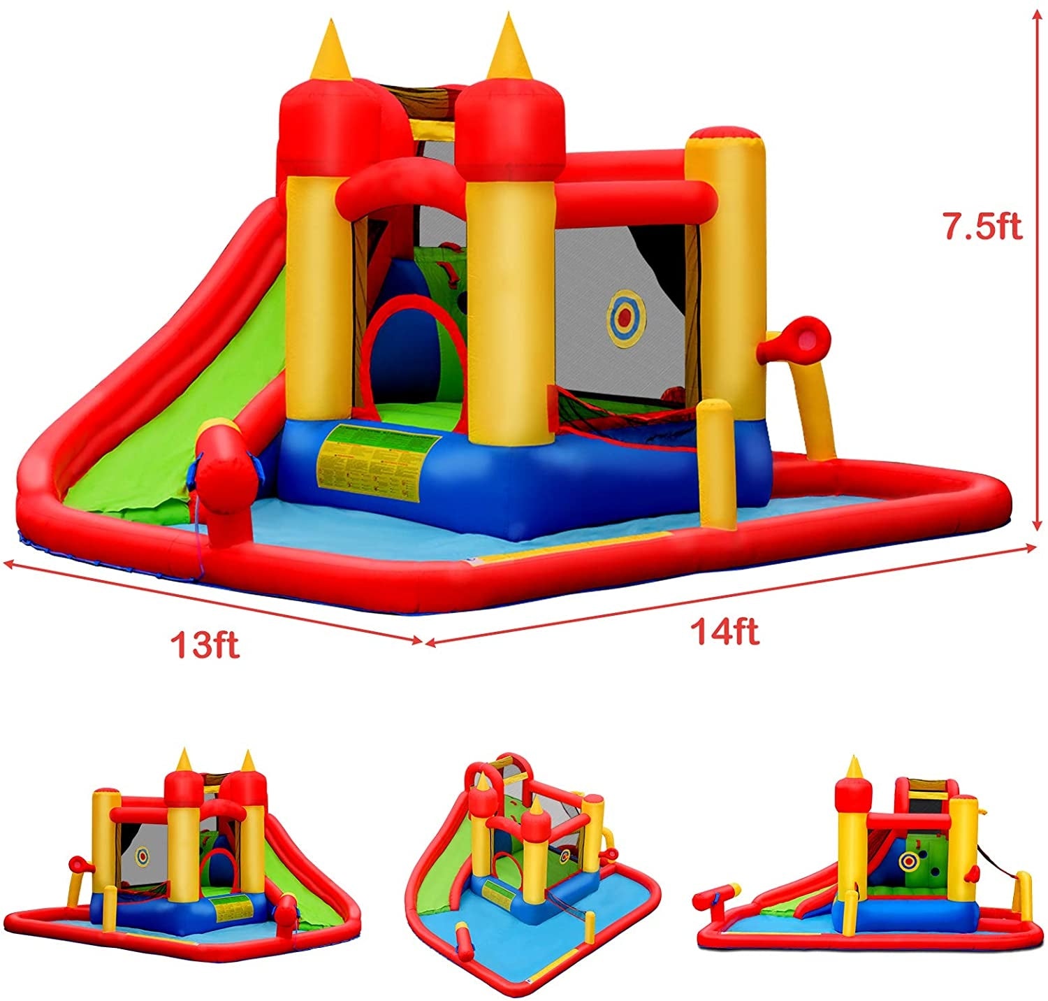 Inflatable Water Slide Jumper Bounce House with Ocean Ball without Blower, Black Bounce House at Gallery Canada