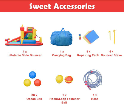 Inflatable Water Slide Jumper Bounce House with Ocean Ball without Blower, Black Bounce House at Gallery Canada