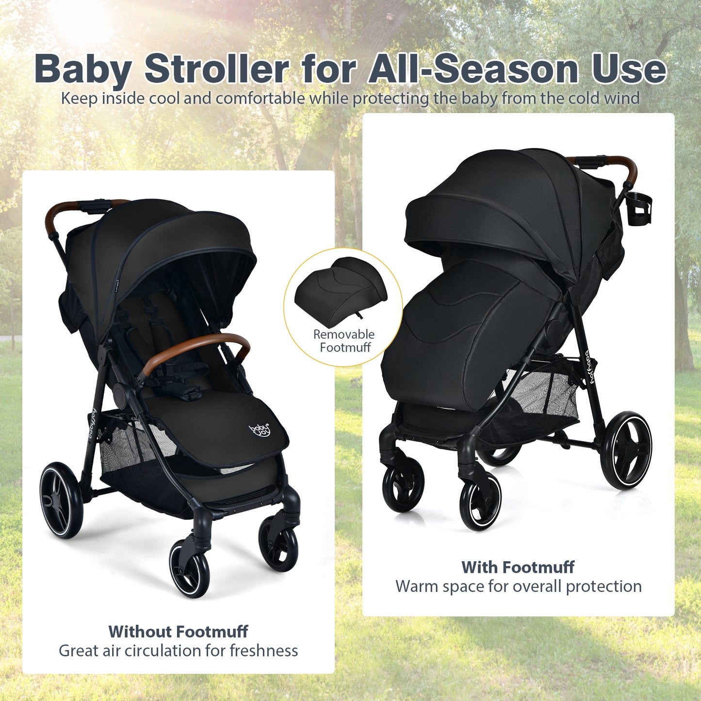 5-Point Harness Lightweight Infant Stroller with Foot Cover and Adjustable Backrest, Black Baby Strollers at Gallery Canada