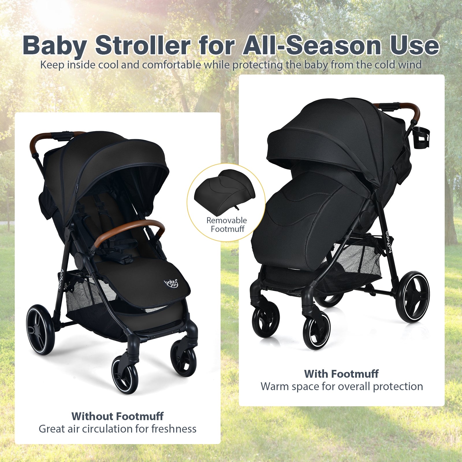 5-Point Harness Lightweight Infant Stroller with Foot Cover and Adjustable Backrest, Black Baby Strollers at Gallery Canada