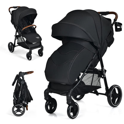 5-Point Harness Lightweight Infant Stroller with Foot Cover and Adjustable Backrest, Black Baby Strollers Black at Gallery Canada