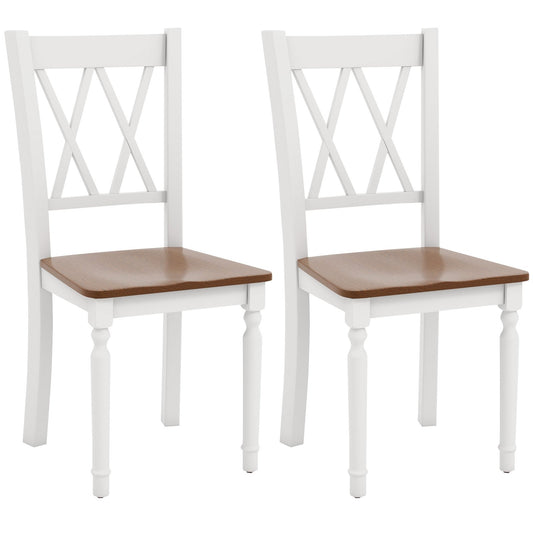 Set of 2 Wooden Farmhouse Kitchen Chairs with Rubber Wood Seat-2 Pieces - Gallery Canada