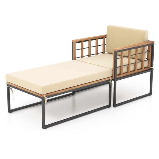 Patio Acacia Wood Armchair With Ottoman And Cushions Outdoor Chaise Lounges Options at Gallery Canada