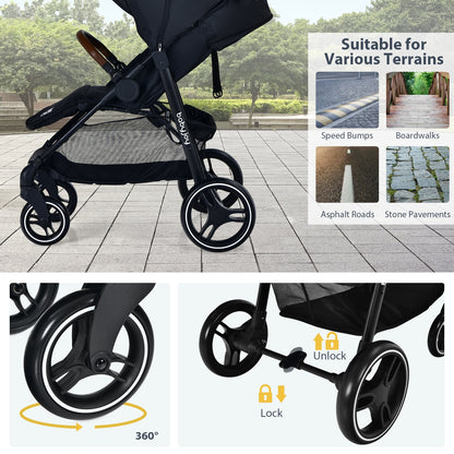 5-Point Harness Lightweight Infant Stroller with Foot Cover and Adjustable Backrest, Black Baby Strollers at Gallery Canada