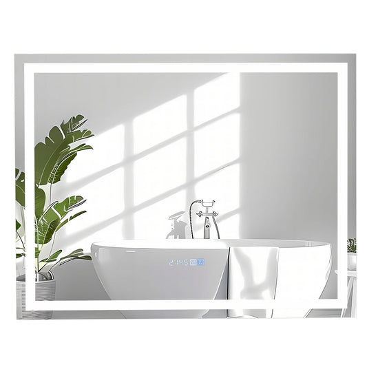36 x 28 Inch LED Bathroom Mirror with Back Light and Front Light, White - Gallery Canada