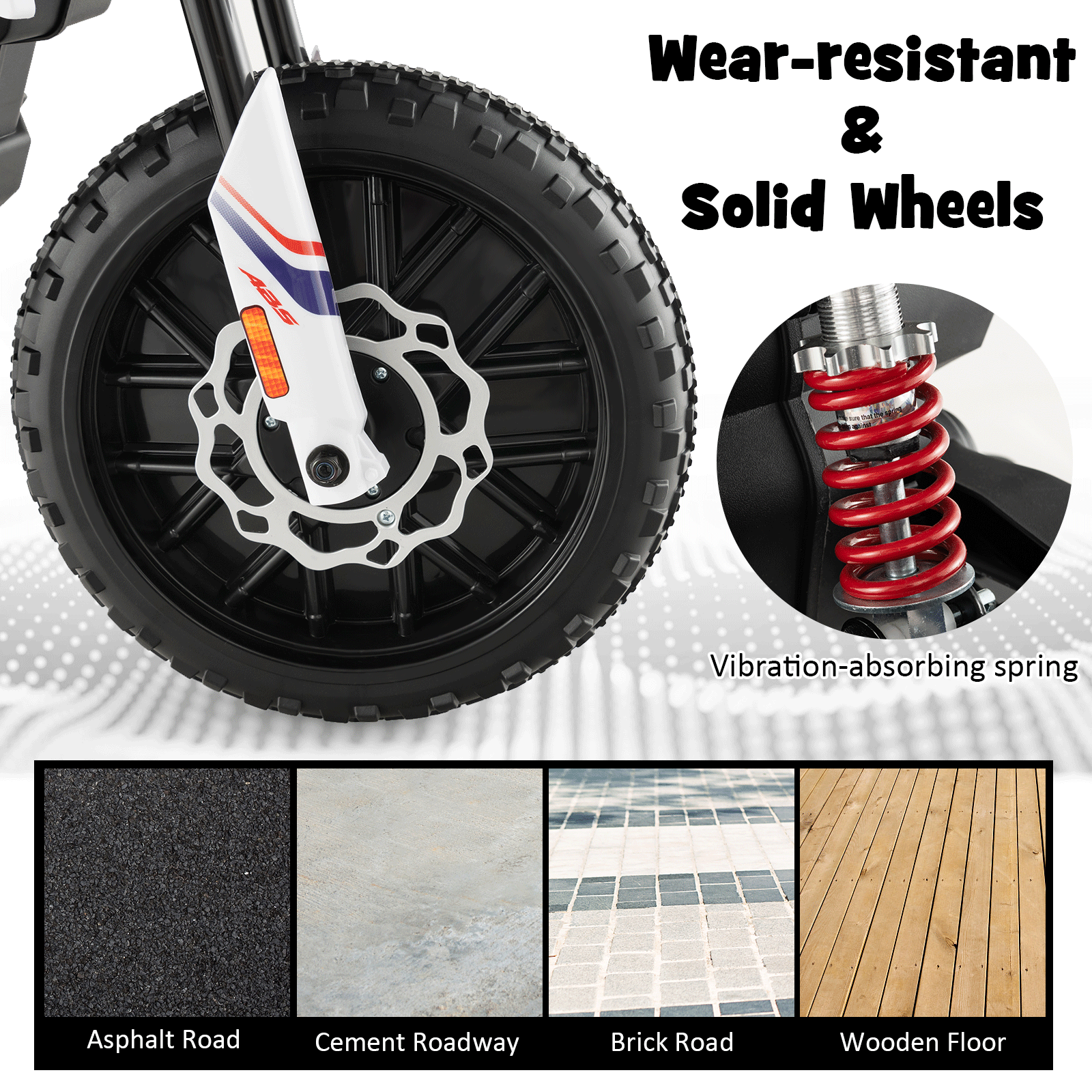 Aprilia Licensed Kids Ride On Motorcycle with 2 Training Wheels, White Powered Ride On Toys at Gallery Canada