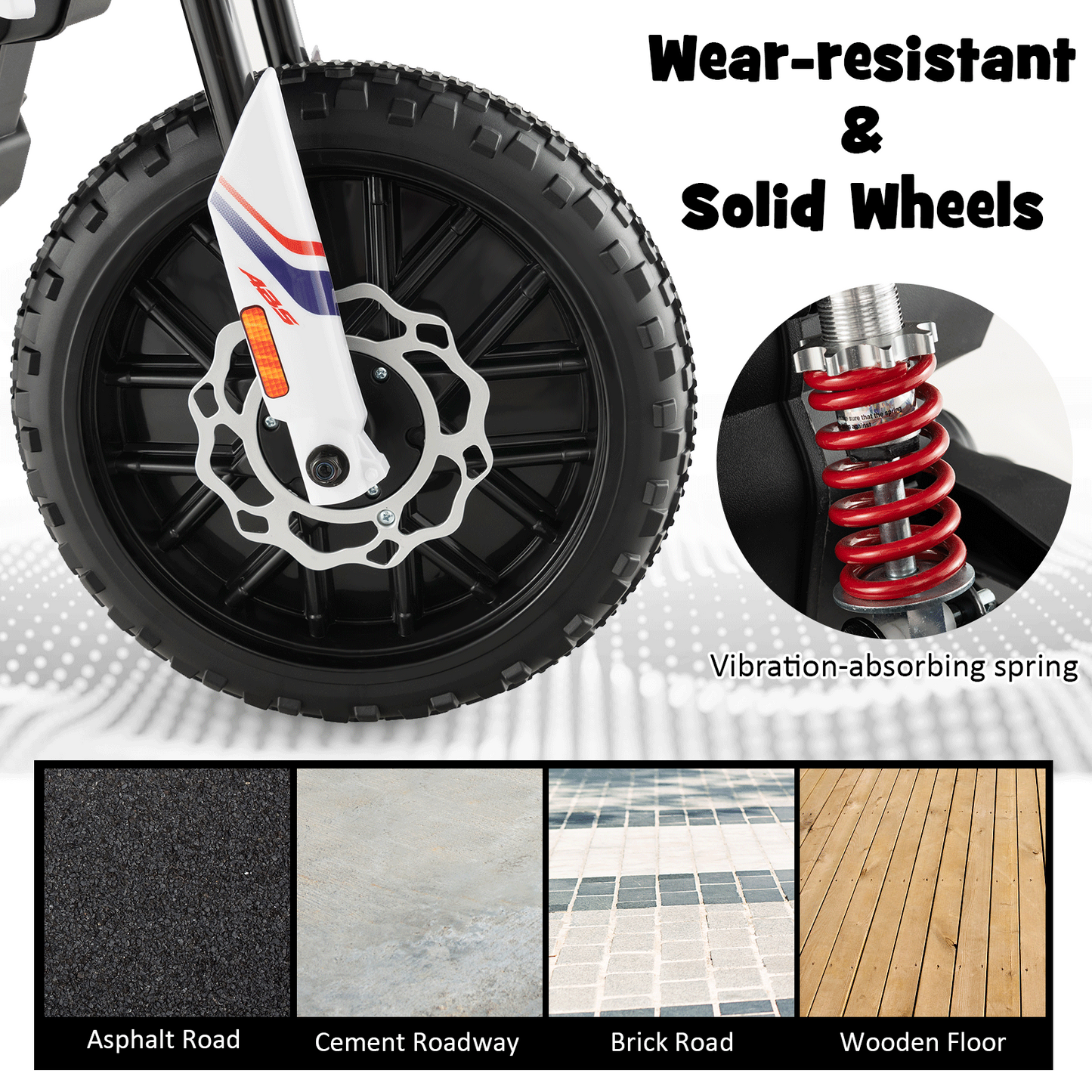 Aprilia Licensed Kids Ride On Motorcycle with 2 Training Wheels, White Powered Ride On Toys at Gallery Canada