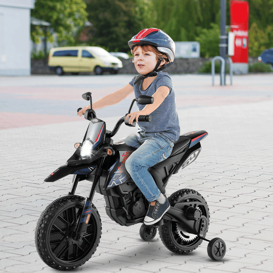 Aprilia Licensed Kids Ride On Motorcycle with 2 Training Wheels, Navy - Gallery Canada