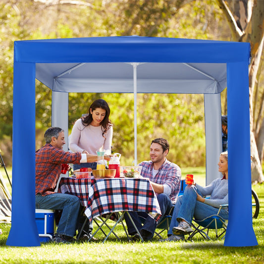 Beach Canopy Tent with Detachable Sidewall and Folding Table, Blue - Gallery Canada