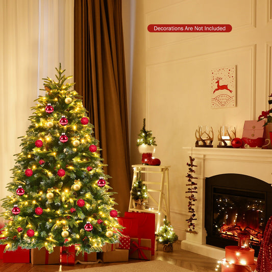 Pre-Lit Snowy Christmas Hinged Tree, Multi-Color Lights, 5 ft, Green Christmas Tree Green at Gallery Canada