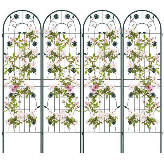 4 Pack 71 x 20 Inches Metal Garden Trellis for Climbing Plants, Green - Gallery Canada