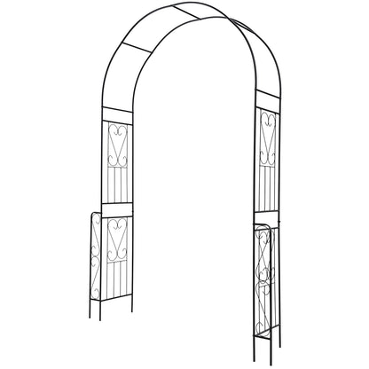 7.9 Feet Metal Garden Arch Backdrop Stand with Fence for Climbing Plants, Black Outdoor Decor at Gallery Canada