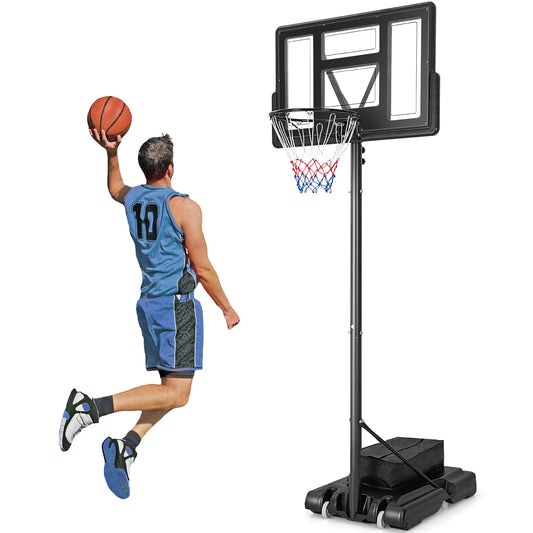 4.4-10 Feet Adjustable Basketball Hoop System with Weight Bag and 2 Nets, Black Sport Equipments Black at Gallery Canada