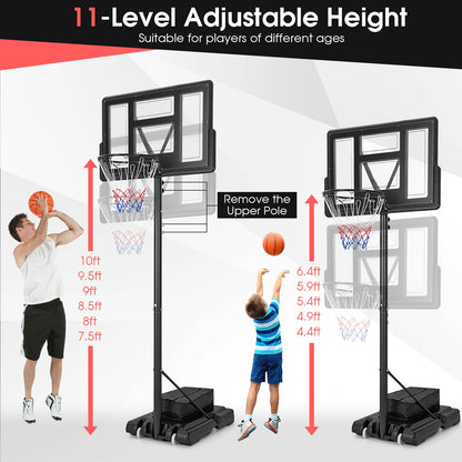 4.4-10 Feet Adjustable Basketball Hoop System with Weight Bag and 2 Nets, Black Sport Equipments at Gallery Canada