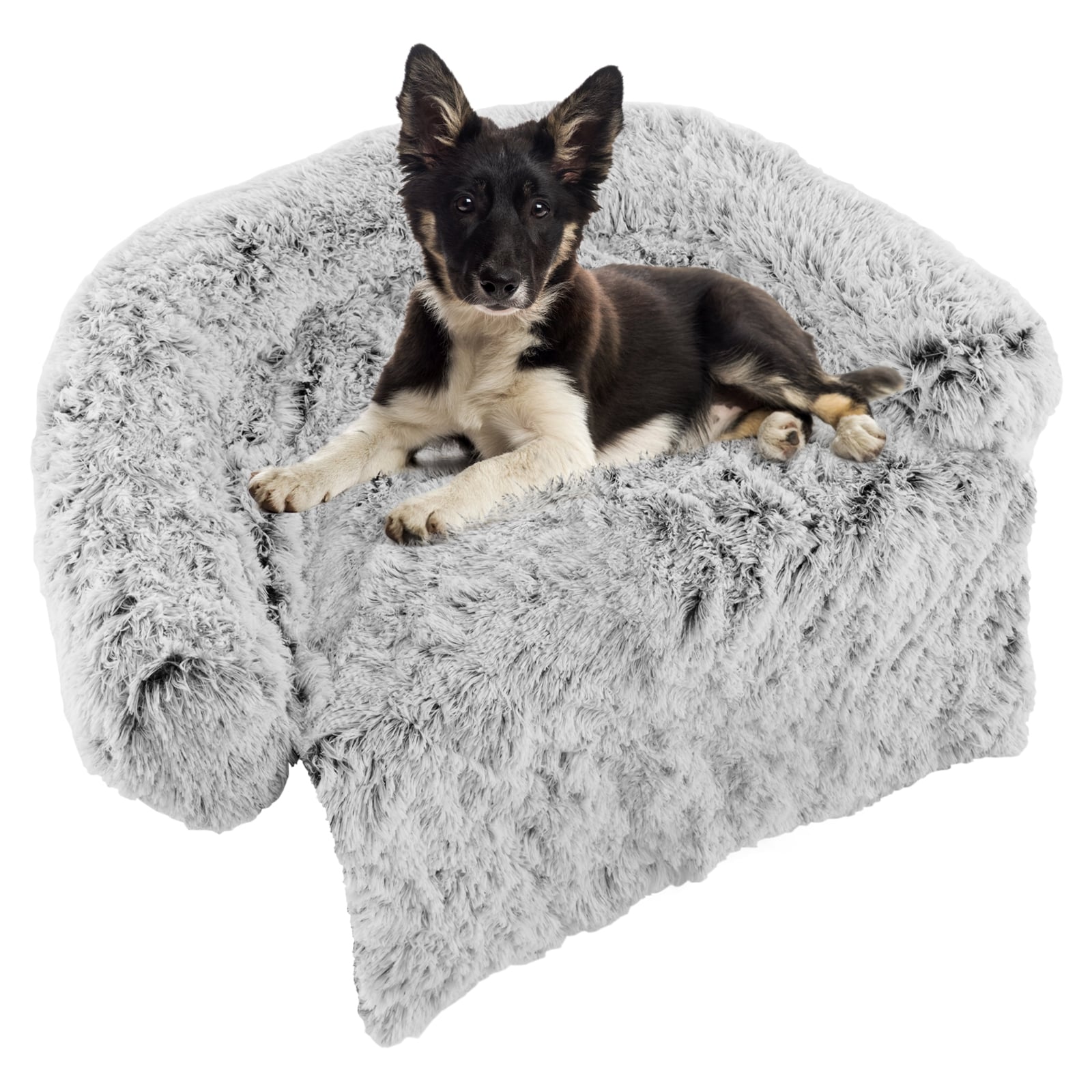 Plush Calming Dog Couch Bed, Anti-Slip Bottom, M, White Cat Supplies White at Gallery Canada