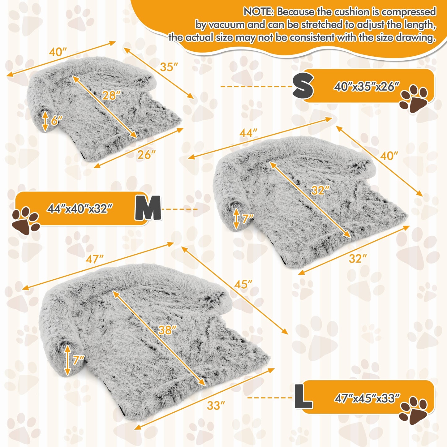 White Plush Calming Dog Couch Bed with Anti-Slip Bottom-S, White Cat Supplies at Gallery Canada