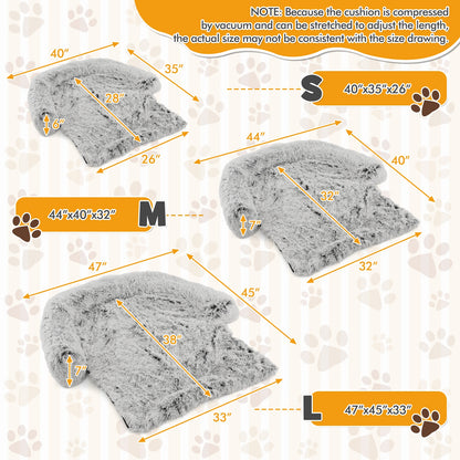 White Plush Calming Dog Couch Bed with Anti-Slip Bottom-S, White Cat Supplies at Gallery Canada