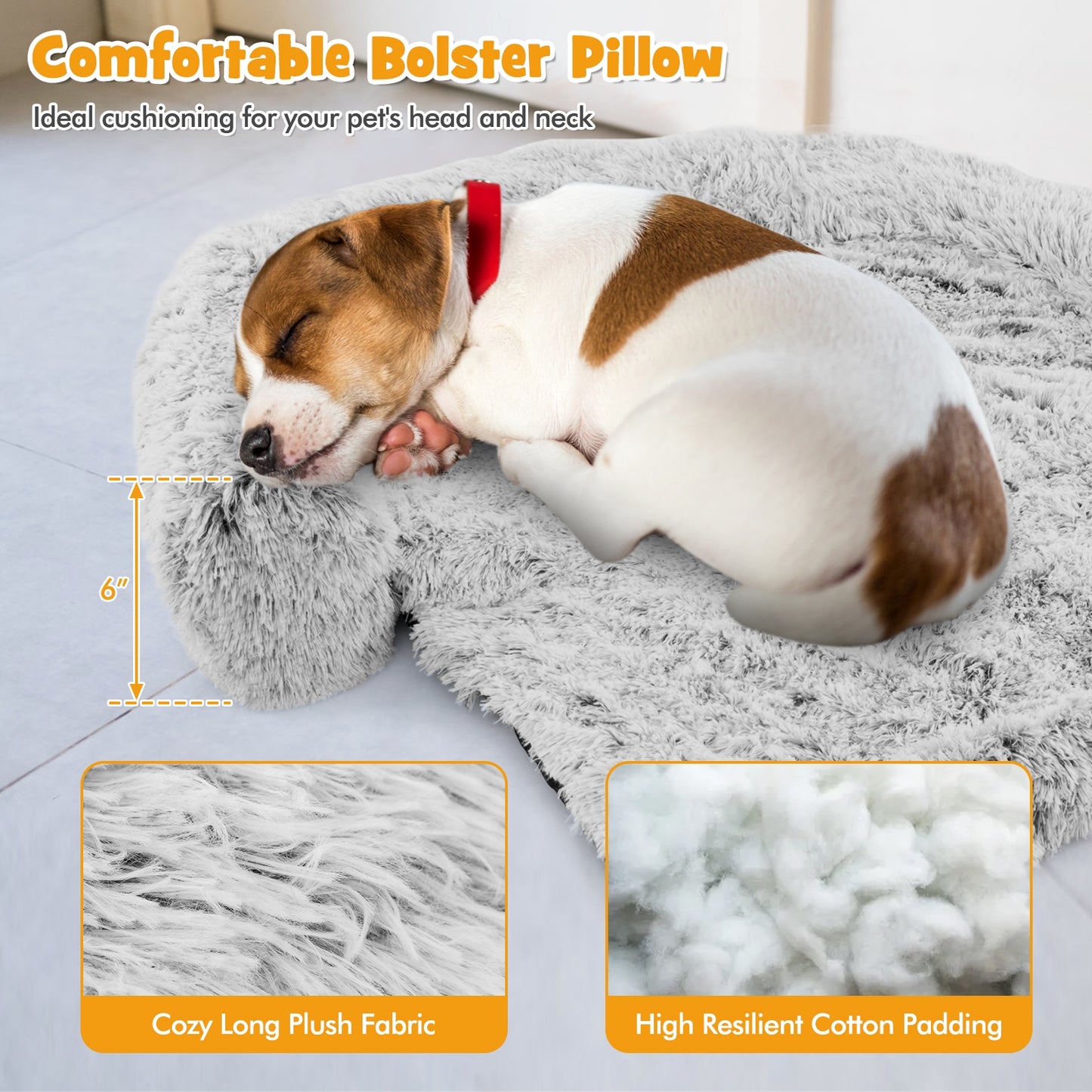 White Plush Calming Dog Couch Bed with Anti-Slip Bottom-S, White Cat Supplies at Gallery Canada