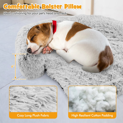 White Plush Calming Dog Couch Bed with Anti-Slip Bottom-S, White Cat Supplies at Gallery Canada