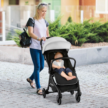 One-Hand Folding Portable Lightweight Baby Stroller with Aluminum Frame, Gray Baby Strollers at Gallery Canada