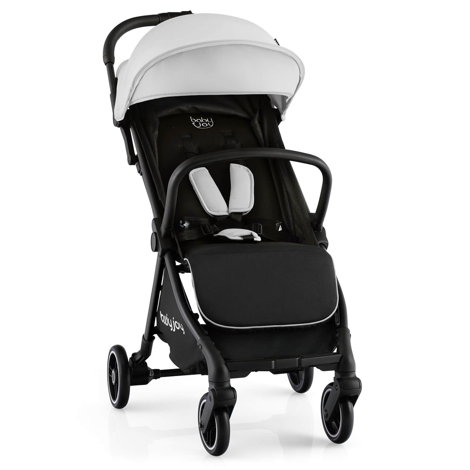 One-Hand Folding Portable Lightweight Baby Stroller with Aluminum Frame, Gray Baby Strollers Gray at Gallery Canada