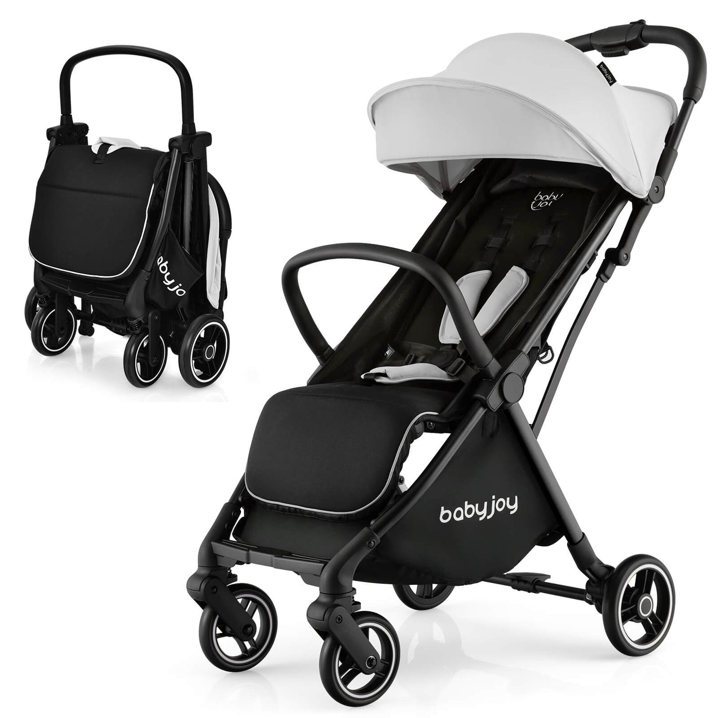 One-Hand Folding Portable Lightweight Baby Stroller with Aluminum Frame, Gray Baby Strollers at Gallery Canada