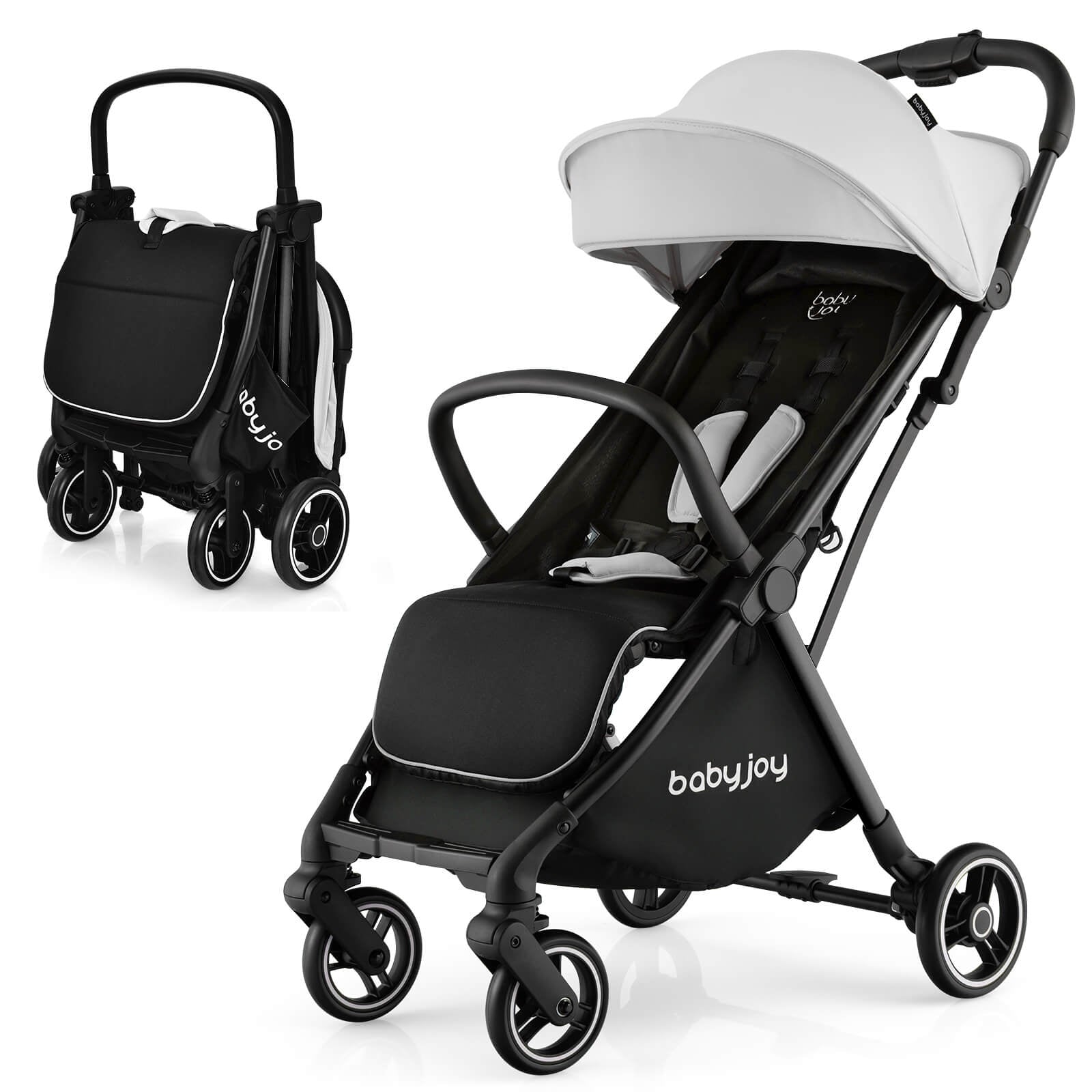 One-Hand Folding Portable Lightweight Baby Stroller with Aluminum Frame, Gray Baby Strollers at Gallery Canada