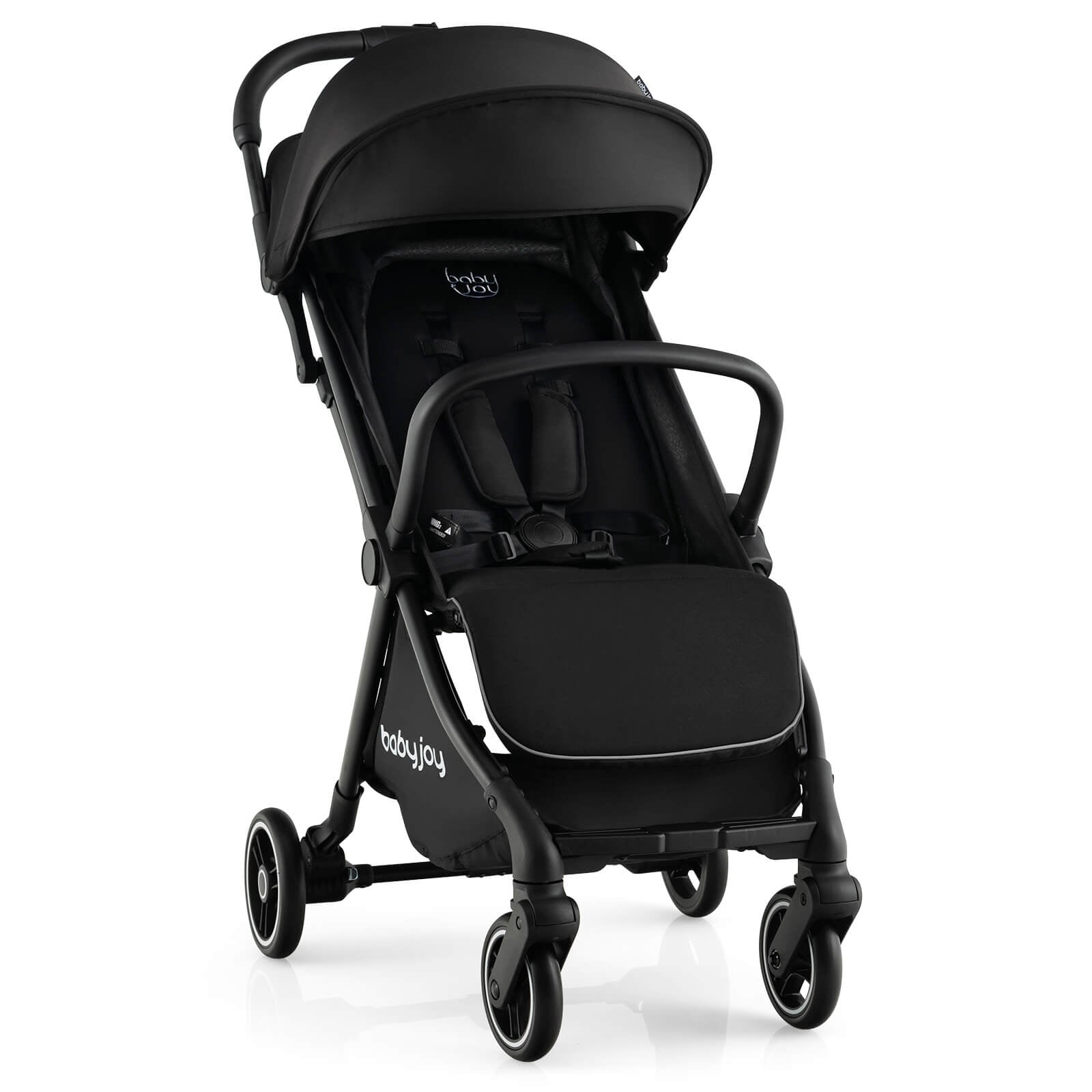 One-Hand Folding Portable Lightweight Baby Stroller with Aluminum Frame, Black Baby Strollers Black at Gallery Canada
