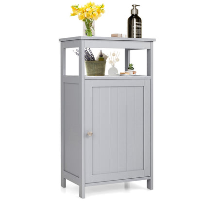 Bathroom Wooden Floor Cabinet with Multifunction Storage Rack, Gray Floor Cabinets Gray at Gallery Canada