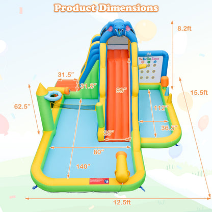 Inflatable Water Slide with Splash Pool and Climbing Wall for Oudoor Indoor without Blower, Multicolor Bounce House at Gallery Canada