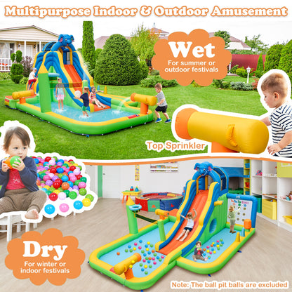 Inflatable Water Slide with Splash Pool and Climbing Wall for Oudoor Indoor without Blower, Multicolor Bounce House at Gallery Canada