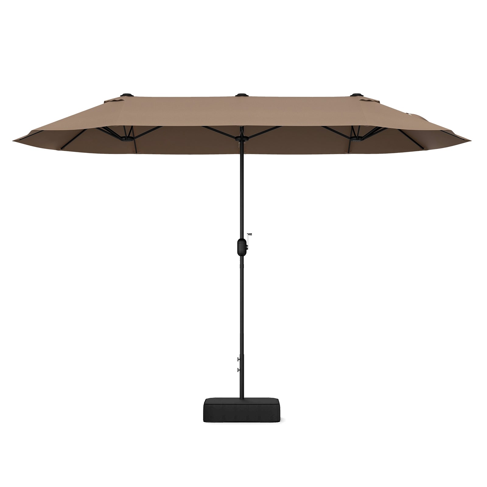 13 FT Double-sided Patio Twin Table Umbrella with Crank Handle, Tan Outdoor Umbrellas at Gallery Canada