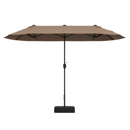 13 FT Double-sided Patio Twin Table Umbrella with Crank Handle, Tan Outdoor Umbrellas Tan at Gallery Canada