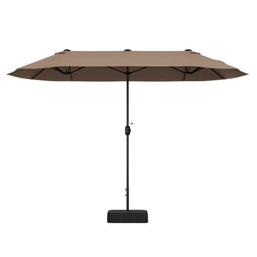 13 FT Double-sided Patio Twin Table Umbrella with Crank Handle, Tan