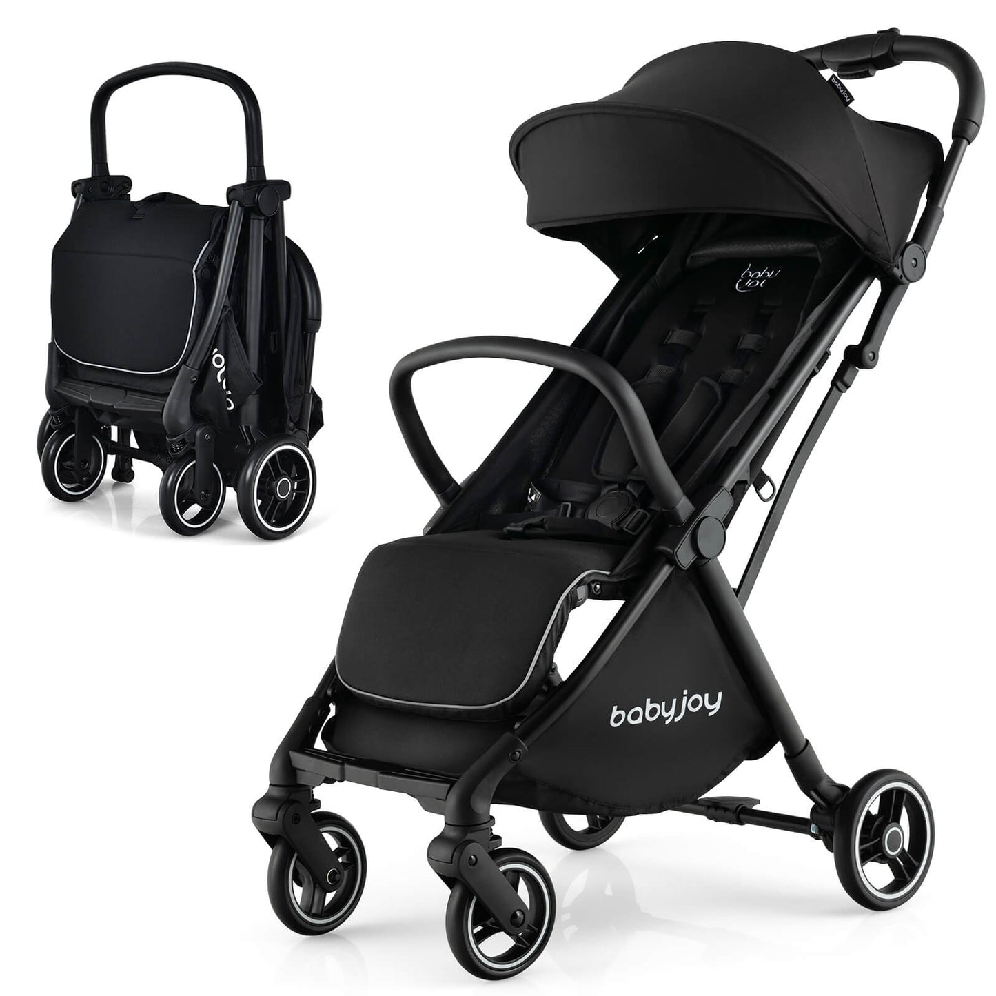 One-Hand Folding Portable Lightweight Baby Stroller with Aluminum Frame, Black Baby Strollers at Gallery Canada