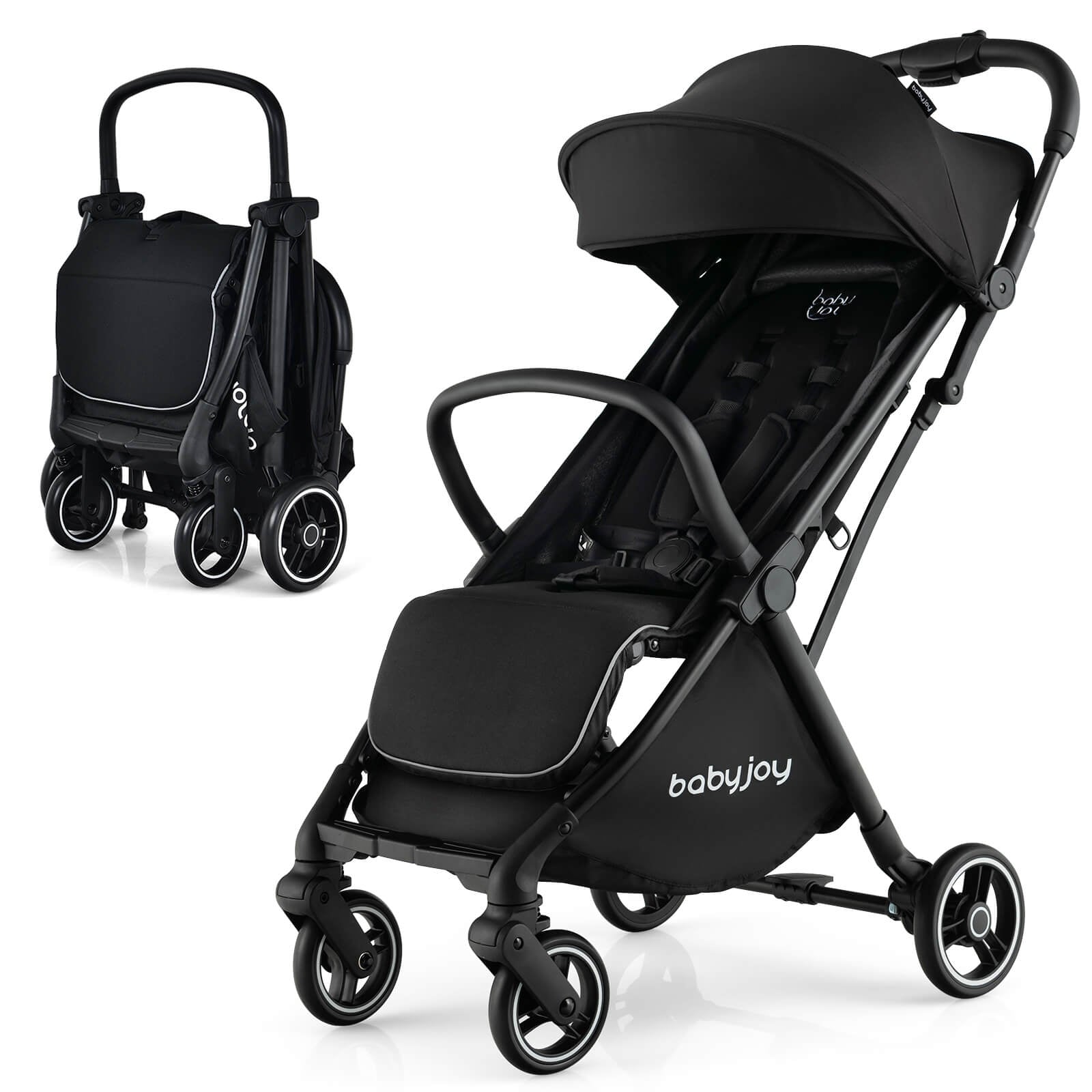One-Hand Folding Portable Lightweight Baby Stroller with Aluminum Frame, Black Baby Strollers at Gallery Canada