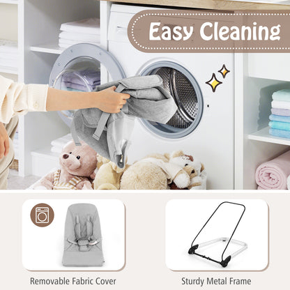 Foldable Baby Bouncer with Removable Fabric Cover and Toy Bar, Gray Baby Bouncer & Rocker at Gallery Canada