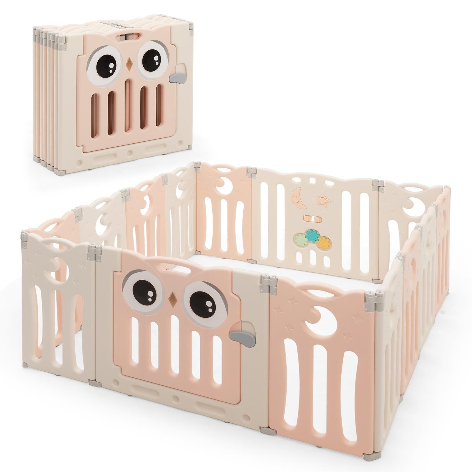 14-Panel Baby Playpen, Foldable Play Yard, Pink Baby Playpen & Playards Pink at Gallery Canada