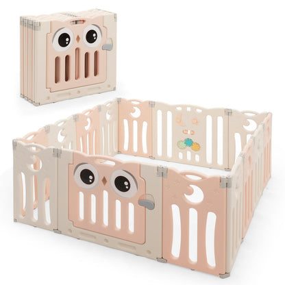 14-Panel Baby Playpen, Foldable Play Yard, Pink Baby Playpen & Playards Pink at Gallery Canada