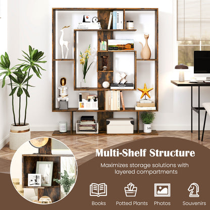 7-Tier Bookshelf Open Display Shelf Rack for Home Office, Rustic Brown Bookcases at Gallery Canada