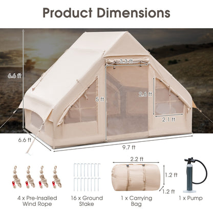 Inflatable Camping Tent 2/4/6 People Glamping Tent for Family Camping with Pump, Beige Canopies at Gallery Canada