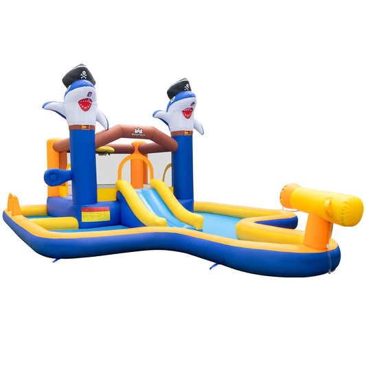 7-In-1 Water Slide Park with Splash Pool and Water Cannon without Blower, Blue - Gallery Canada