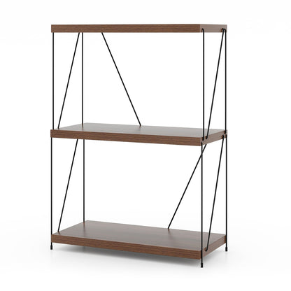 2/3/4/5-Tier Multipurpose Display Rack with Metal Frame-34 inches, Walnut Bookcases 34 Inches at Gallery Canada