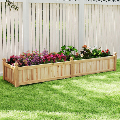 91 x 24 x 16 Inch Divisible Planter Box with Corner Drainage and Non-woven Liner for Growing Vegetables, Natural Raised Garden Beds at Gallery Canada